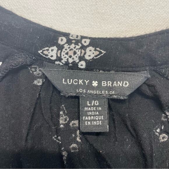 Lucky Sleeveless Blouse boho printed design fringe tassels V-neck Size Large - Picture 4 of 10